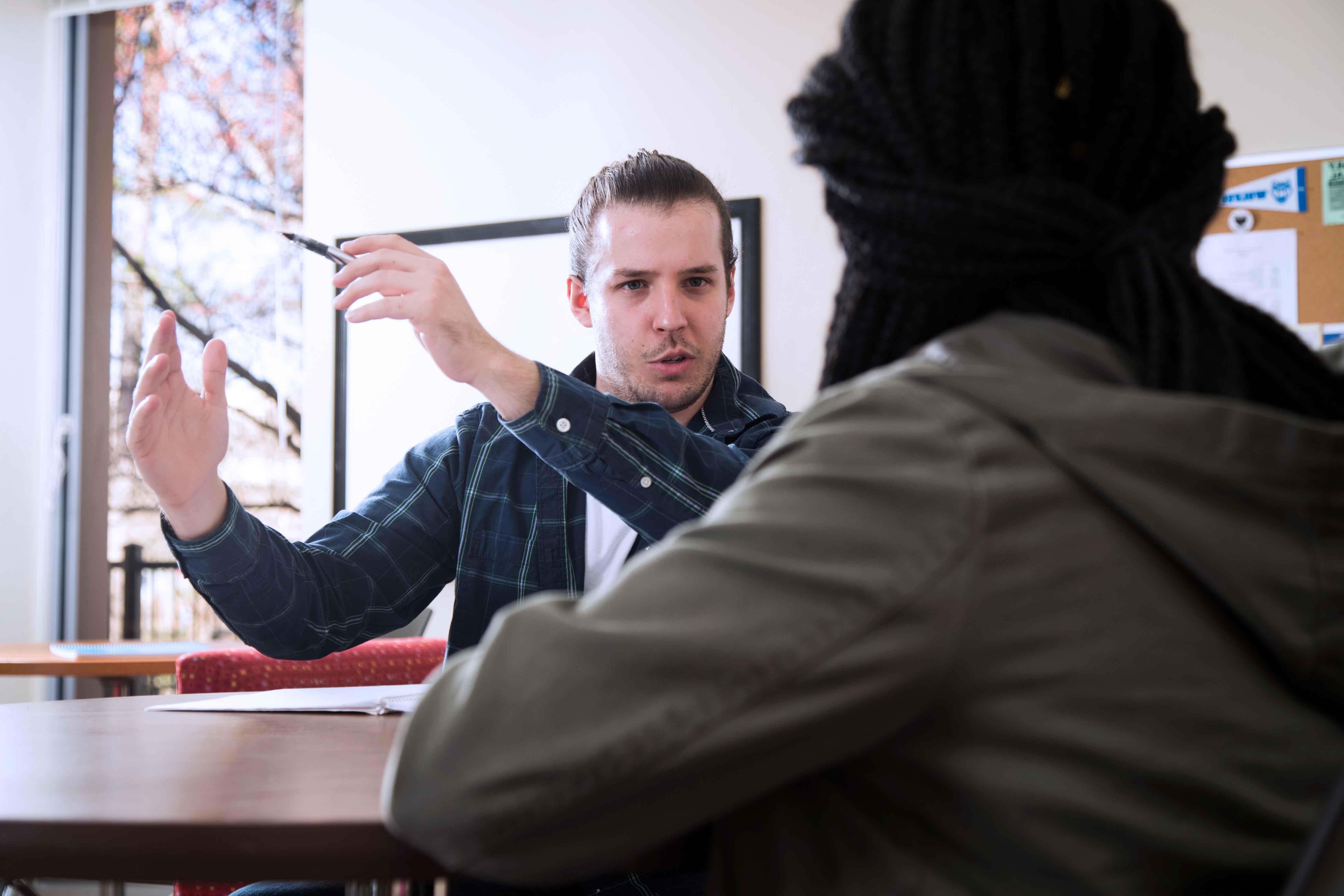 two students studying